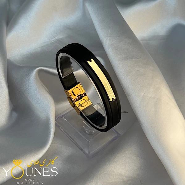 دستبند چرم مردانه طلا L102